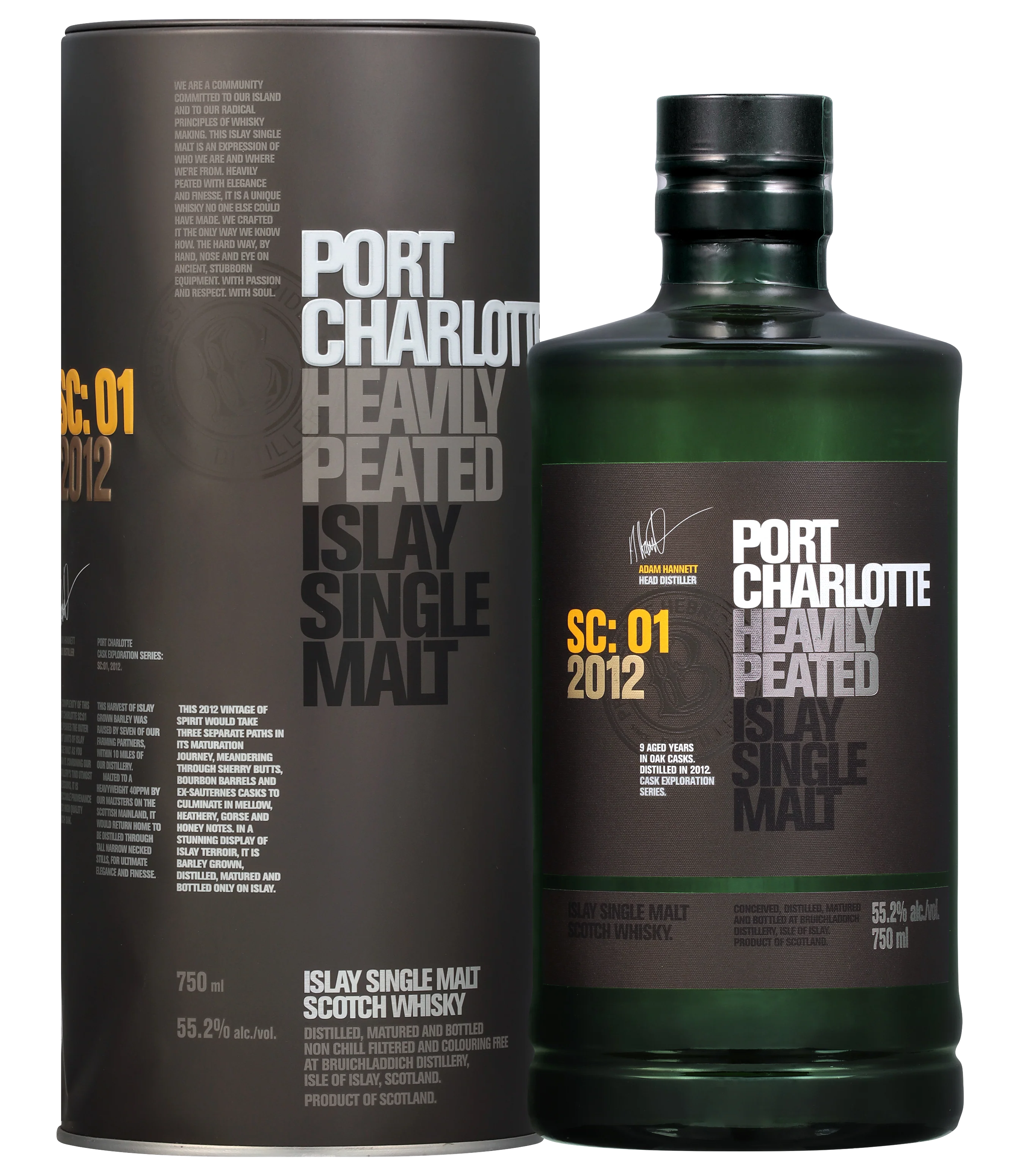 BRUICHLADDICH SCOTCH SINGLE MALT PORT CHARLOTTE HEAVILY PEATED SC:01 2012 750ML