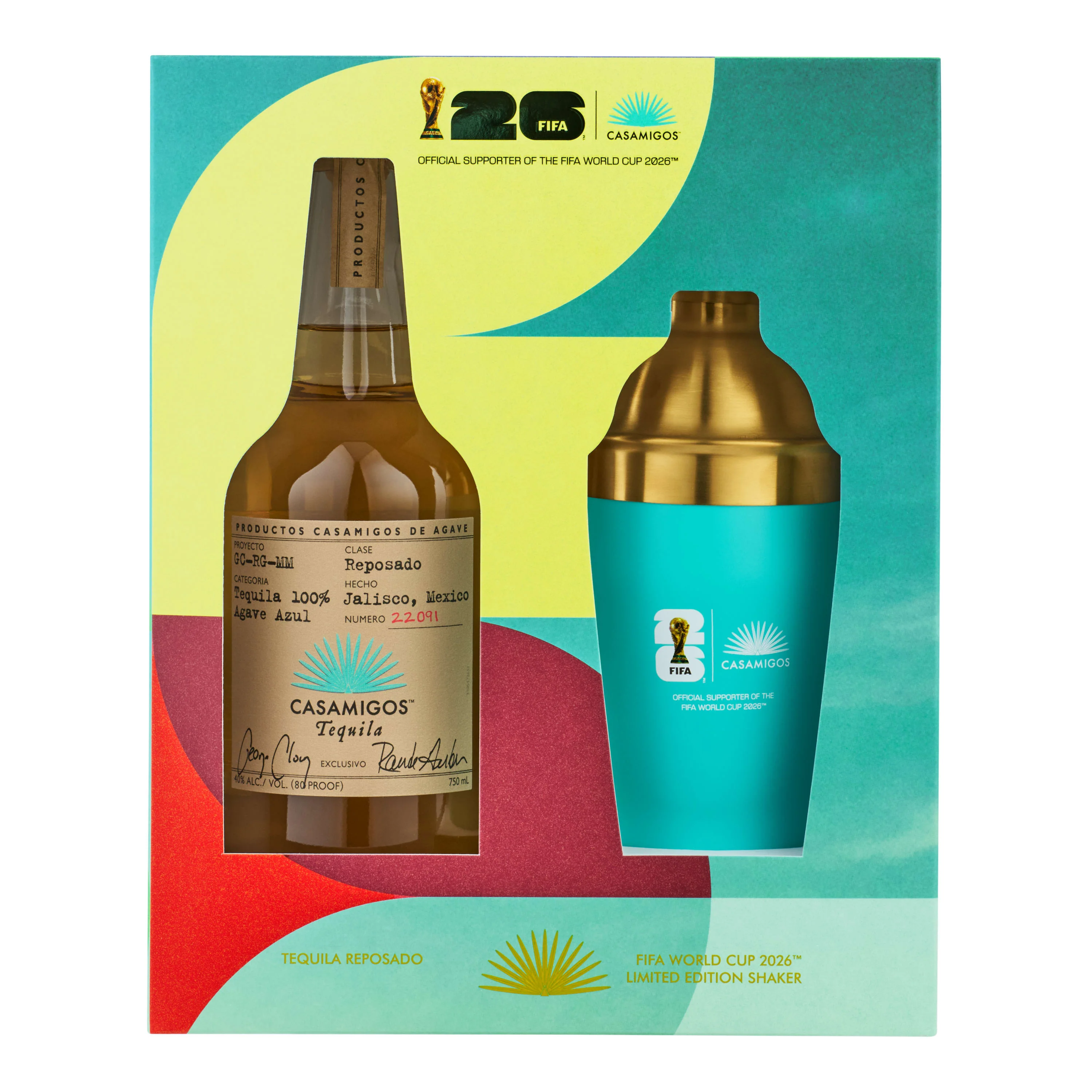 CASAMIGOS TEQUILA REPOSADO GIFT PACK W/ FIFA WORLD CUP 2026 SHAKER 750ML