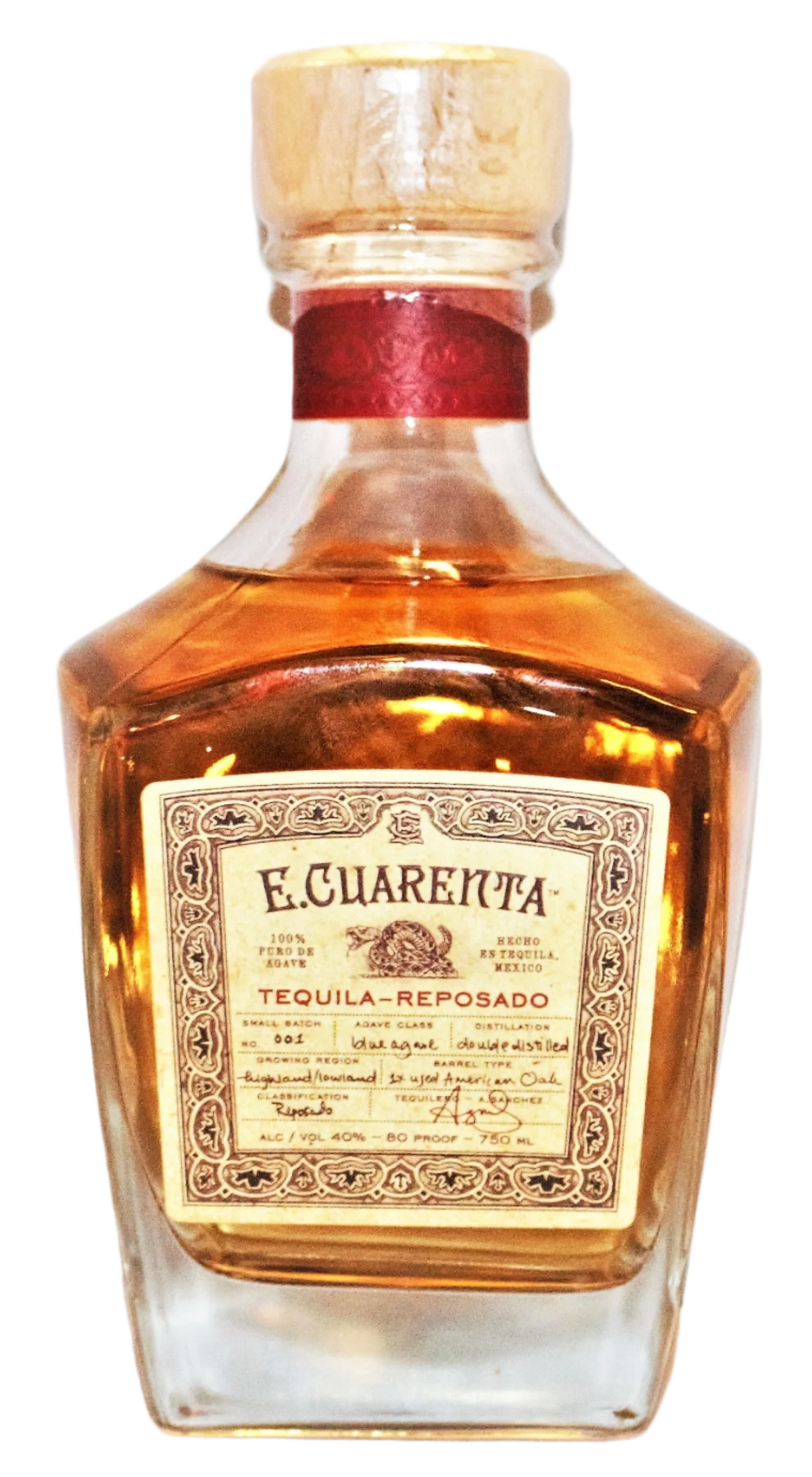 E CUARENTA TEQUILA REPOSADO 750ML