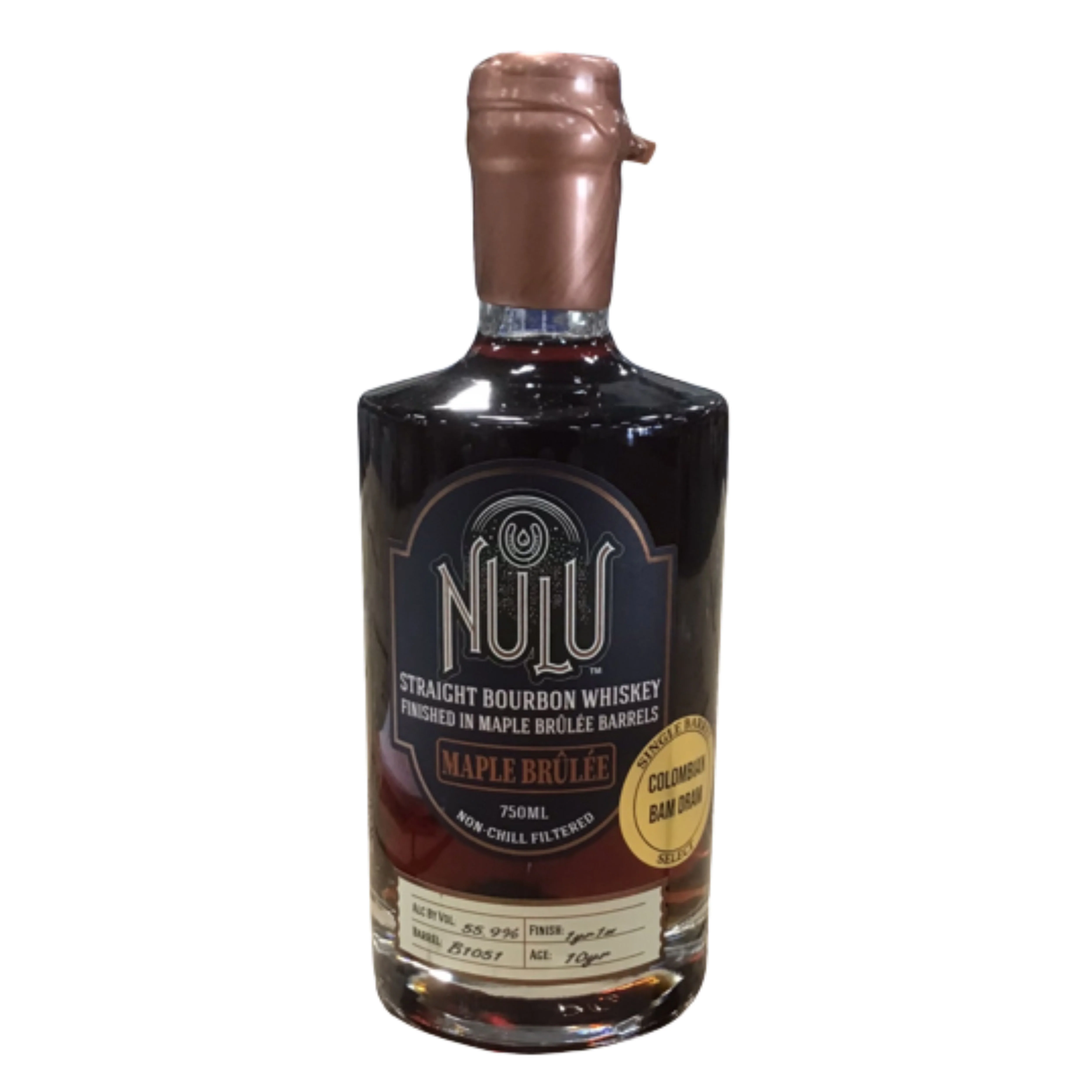 NULU BOURBON SINGLE COLOMBIAN BAM DRAM FINISHED IN MAPLE BRULEE BARRELS KENTUCKY 10YR 750ML