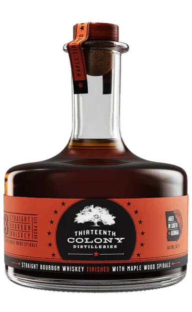 THIRTEENTH COLONY BOURBON CASK STRENGTH 113 FINISHED WITH MAPLE WOOD SPIRALS GEORGIA 750ML